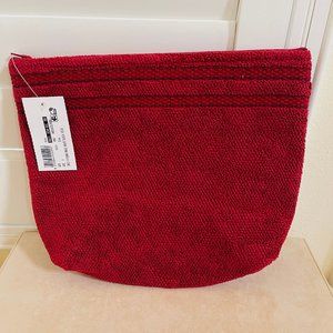 Frette Towel Cosmetic Bag Makeup Travel Pouch LG Burgundy Red 100%Cotton 12"x10"